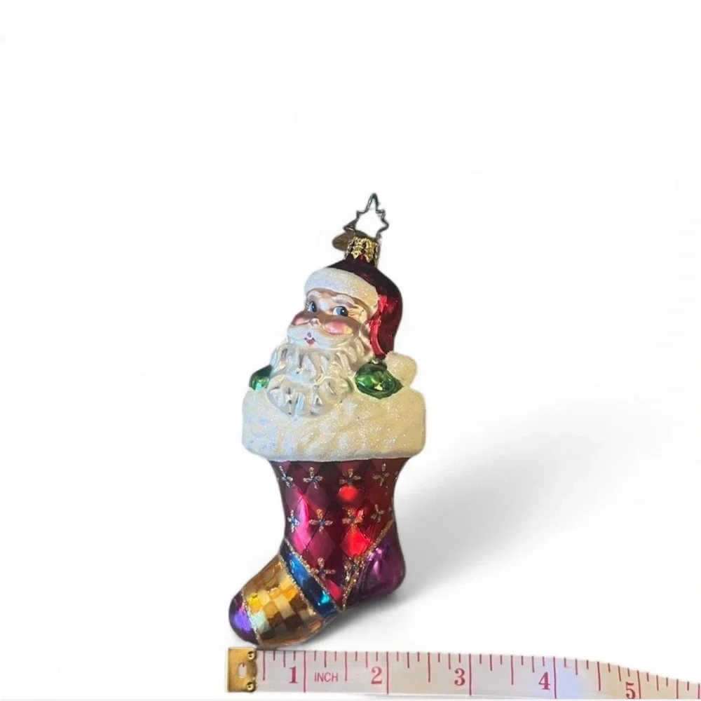 Christopher Radko Santa Stocking Clause Ornament - Red, Purple, and Gold